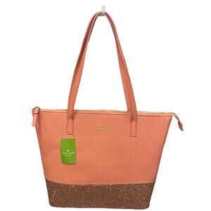 NWT Kate Spade New York Maryanne Gold Coast Peach Pink Glitter Tote Bag